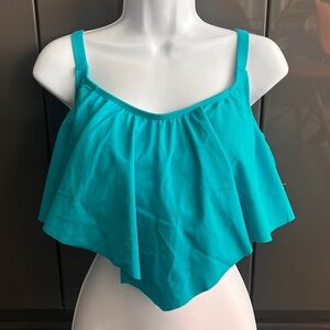 Torrid Size 1 Wireless Flounce Bikini Swim Top In Aqua Green NWT Padded, Lined